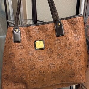 MCM Cognac Monogram Tote